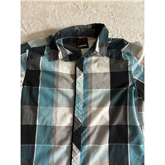 Tony Hawk Button Up Shirt Adult Size M Blue  Striped Skateboarding‎ Cotton Mens - Picture 2 of 9
